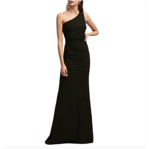BHLDN Katie May Gwyneth Dress One-Shoulder Maxi 8 Black